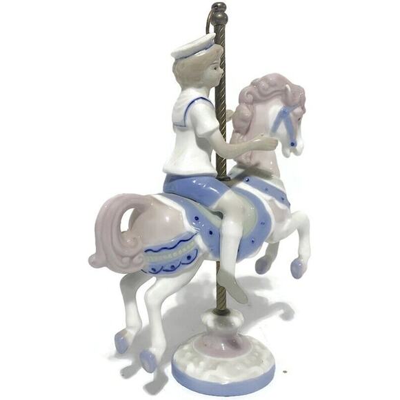 Paul Sebastian Sailor Child On Merry Go Round Horse Figurine 8.5" Vintage 1990 - Picture 6 of 10